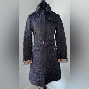 Burberry Black Quilted Belted Trench Coat